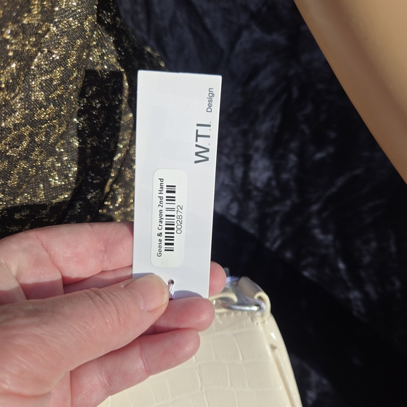 W.T.I. Design Vintage Style White Croc Embossed Shoulder Bag New - Picture 4 of 6